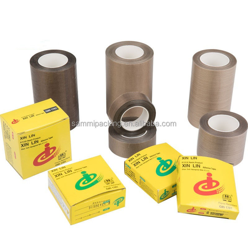 Καφέ PTFE επικαλυμμένη ταινία ινών γυαλιού για συγκόλληση και σφράγιση ζώνης πλάτος 13/15/19/25/30/50MM