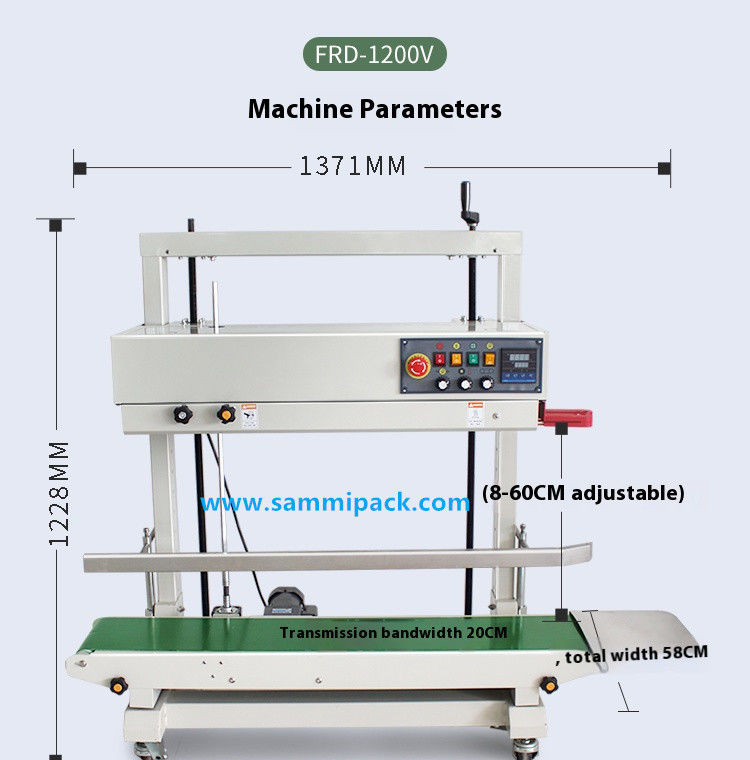 FRD-1200V Ηλεκτρική ημιαυτόματη θερμική συσκευή σφράγισης για συνεχείς κατακόρυφες πλαστικές σακούλες σφράγισης για ποτά