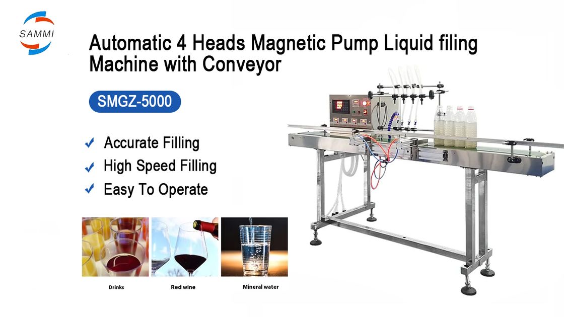 Αυτόματη τετρακεφαλική μαγνητική αντλία Μηχανή πλήρωσης υγρού PET για μικροσκοπικό γυαλί χυμός φρούτων ποτά μπουκάλια γάλακτος μικροσκοπική πλήρωση