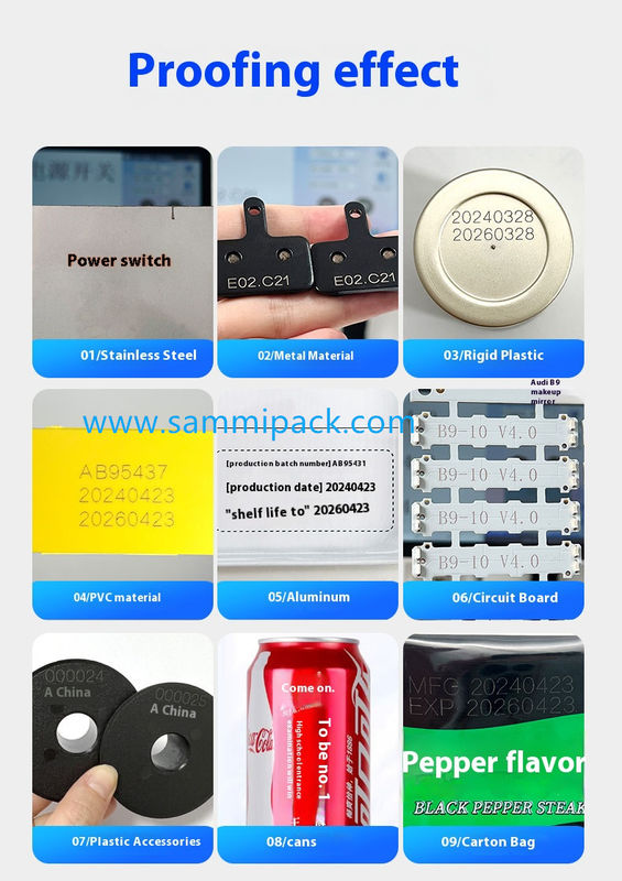 Διαρκής μηχανή σήμανσης ινών μετάλλου με λέιζερ 20W Μικρή αυτόματη ηλεκτρική μηχανή κωδικοποίησης με ανταγωνιστική τιμή πλαστικής συσκευασίας