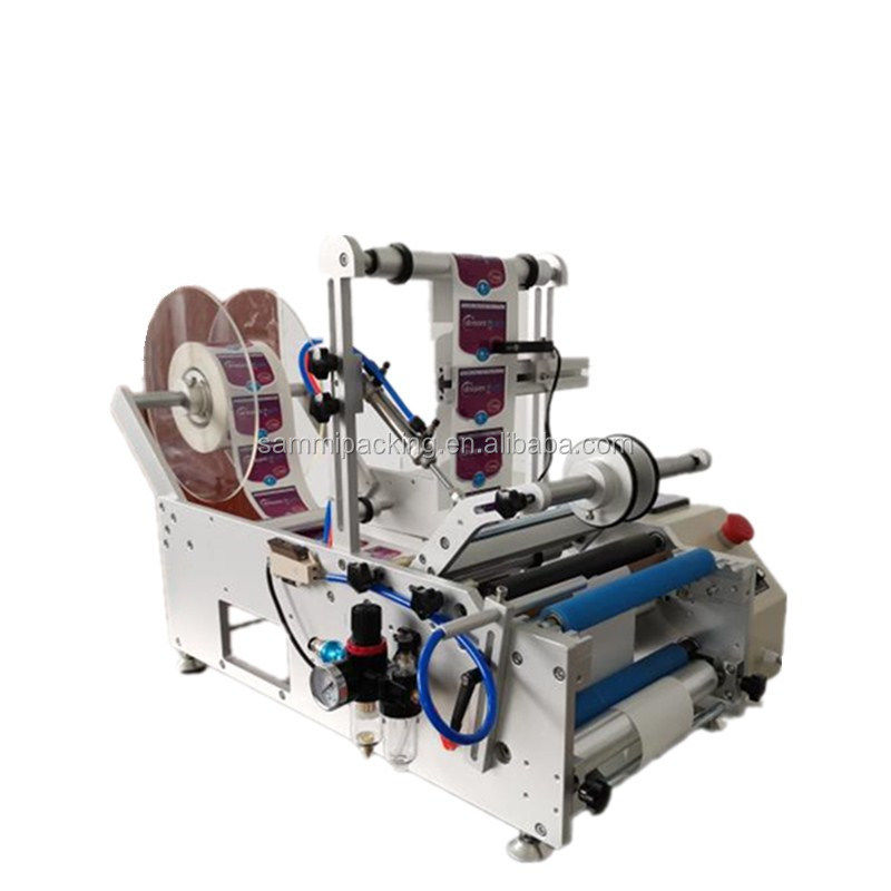 Ημιαυτόματη μηχανή ετικετοποίησης στρογγυλών φιαλών γυαλιού 10ml με αυτοκόλλητες ετικέτες μονής/διπλής όψης