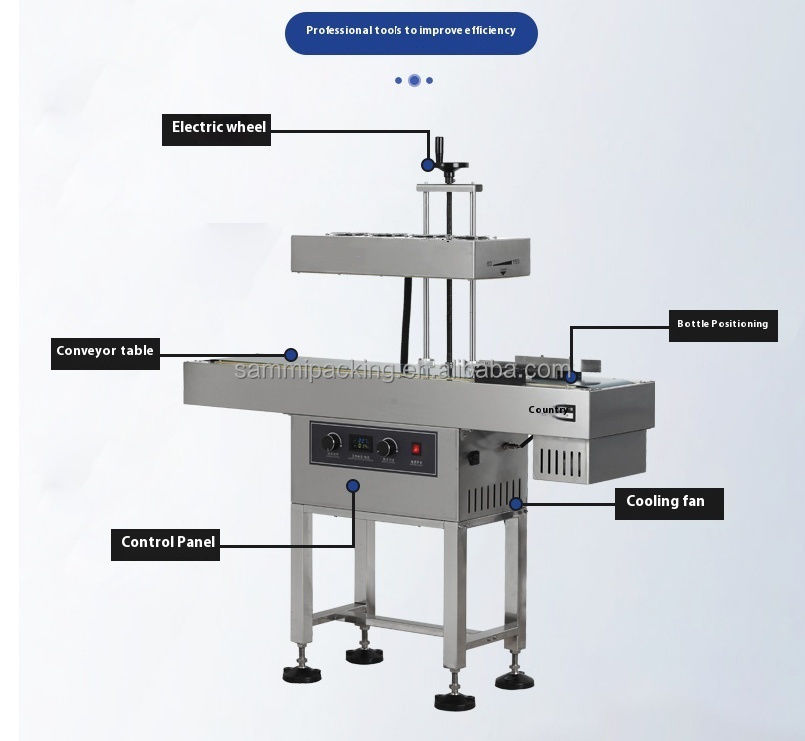 Συνεχής Αυτόματος Σφραγιστής Πλαστικών Μπουκαλιών με Βίδωμα Νέας Γενιάς Μηχανή Σφράγισης Επαγωγής Αλουμινίου με Αερόψυξη για Συσκευασία Καπακιών