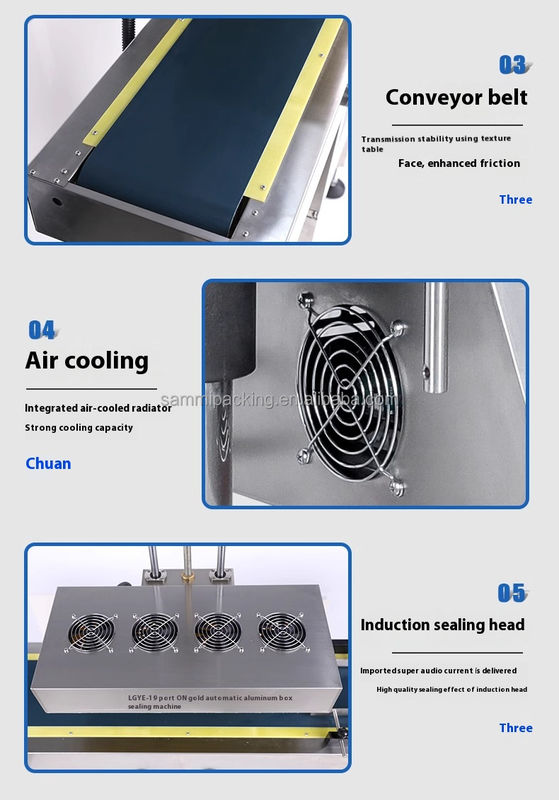 Συνεχής Αυτόματος Σφραγιστής Πλαστικών Μπουκαλιών με Βίδωμα Νέας Γενιάς Μηχανή Σφράγισης Επαγωγής Αλουμινίου με Αερόψυξη για Συσκευασία Καπακιών