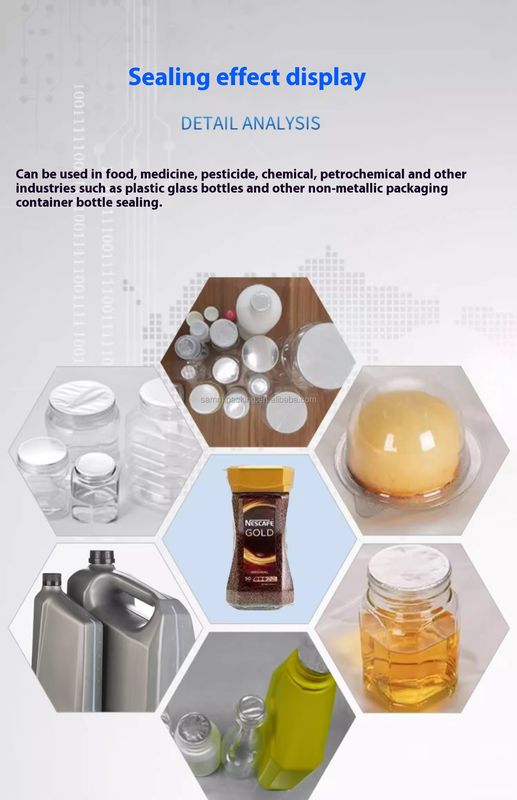 Πλήρως αυτόματη συνεχής κονσέρβες γυαλί επαγωγική μηχανή σφράγισης χαρτιού αλουμινίου για πλαστικά μπουκάλια