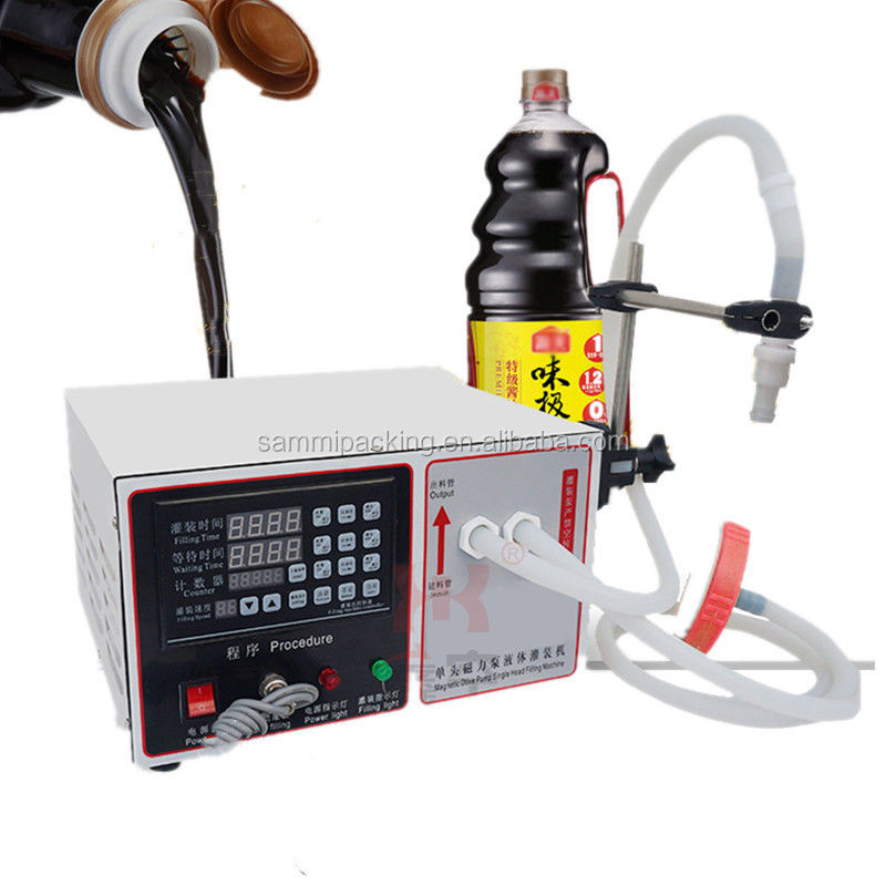 Μηχανή γεμίσματος μικρών υγρών τροφίμων ημιαυτόματη από ανοξείδωτο χάλυβα 304 για χυμούς, μέλι, λάδι, σόδα 17L/min