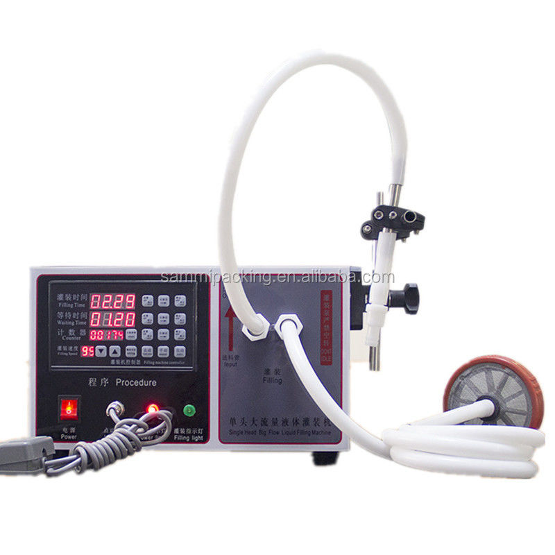 Μηχανή γεμίσματος μικρών υγρών τροφίμων ημιαυτόματη από ανοξείδωτο χάλυβα 304 για χυμούς, μέλι, λάδι, σόδα 17L/min