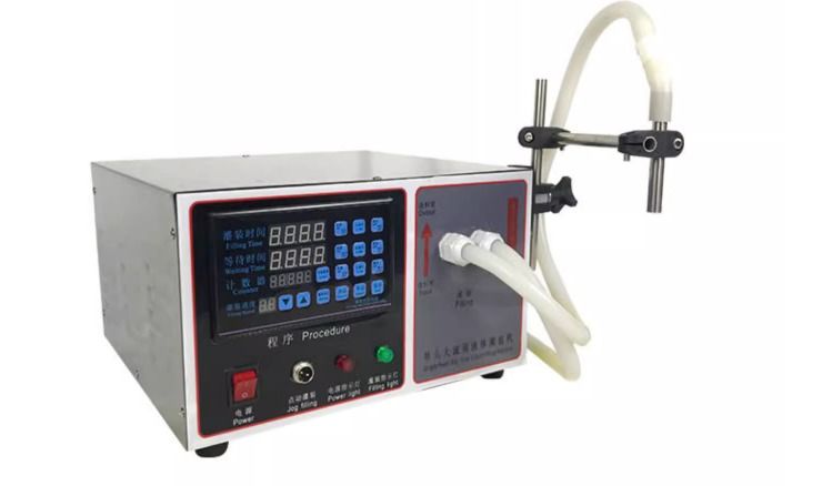 Μηχανή γεμίσματος μικρών υγρών τροφίμων ημιαυτόματη από ανοξείδωτο χάλυβα 304 για χυμούς, μέλι, λάδι, σόδα 17L/min