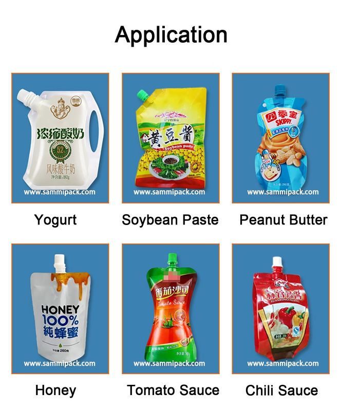 Εργοστάσιο υψηλής ιξώδους πάστες γεμίζοντας μηχανή με hopper, αλοιφή σάλτσα ντομάτας spout σακούλα συσκευασία μηχανή