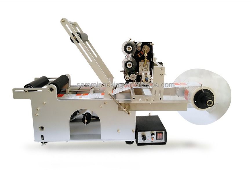 Ημιαυτόματη στρογγυλή συσκευή επισήμανσης μπουκαλιών, μηχανή επισήμανσης με ημερομηνία παραγωγής, εκτύπωση κωδικού αριθμού παρτίδας