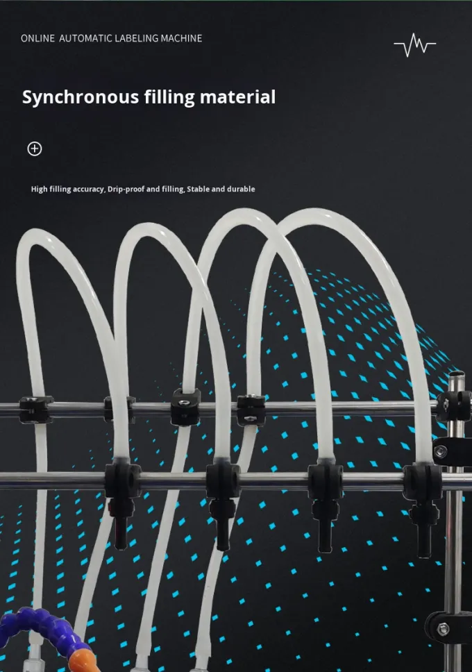 Απλή λειτουργία αυτόματη μηχανή πλήρωσης τεσσάρων κεφαλιών μηχανή πλήρωσης υγρού από το στόμα για χυμό γάλακτος σάλτσα σόγια ξύδι 3